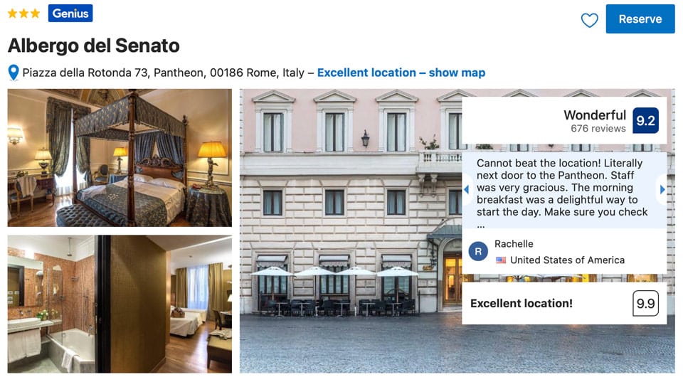 Albergo del Senato neben dem Pantheon in Rom