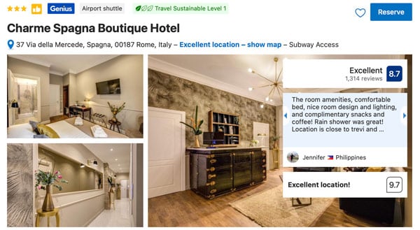Zimmer im Charme Spagna Boutique Hotel nahe der Spanischen Treppe