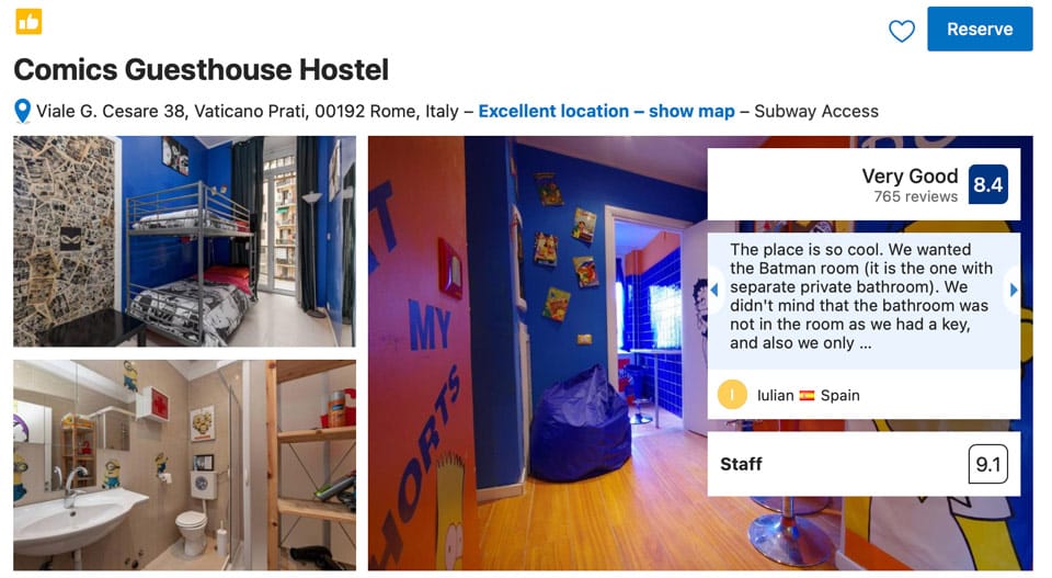 Zimmer mit Comic-Motiven im Comics Guesthouse