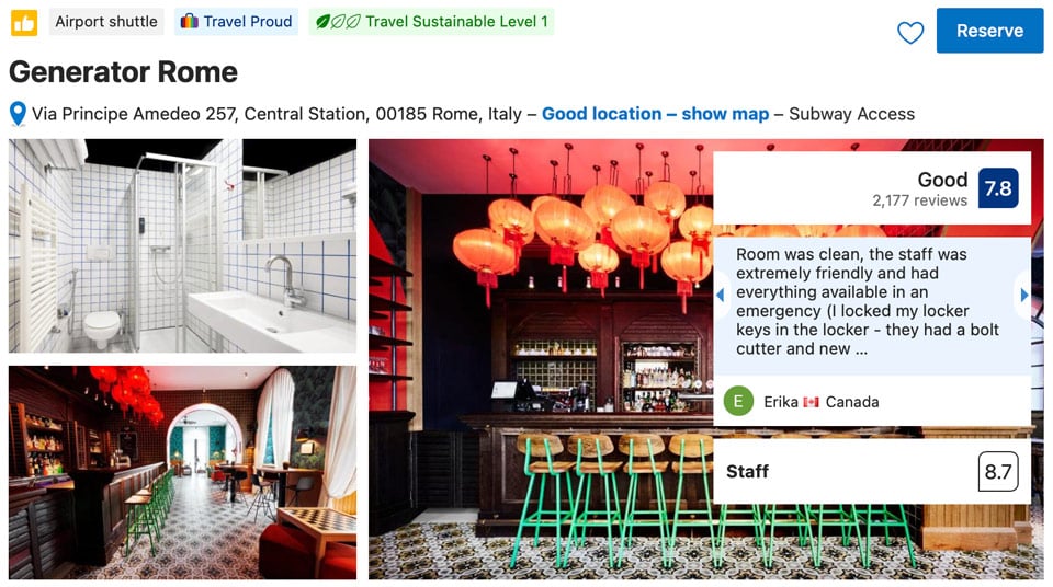 Schlafsaal im Generator Rome Hostel