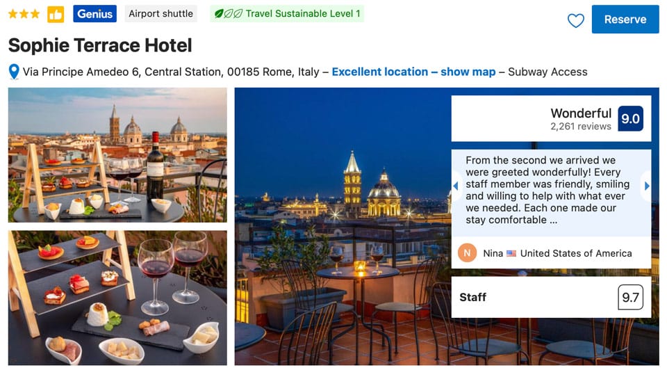 Zimmer im Sophie Terrace Hotel nahe dem Bahnhof Termini
