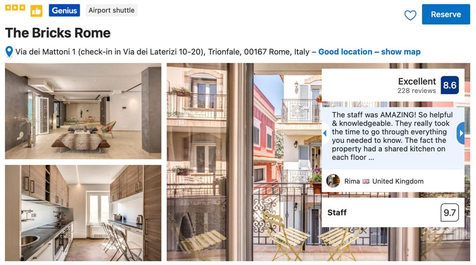 Privatzimmer in der Pension The Bricks Rome