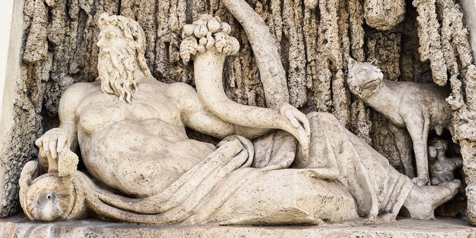 Tiberbrunnen bei San Carlo alle Quattro Fontane in Rom Tiberbrunnen bei San Carlo alle Quattro Fontane in Rom