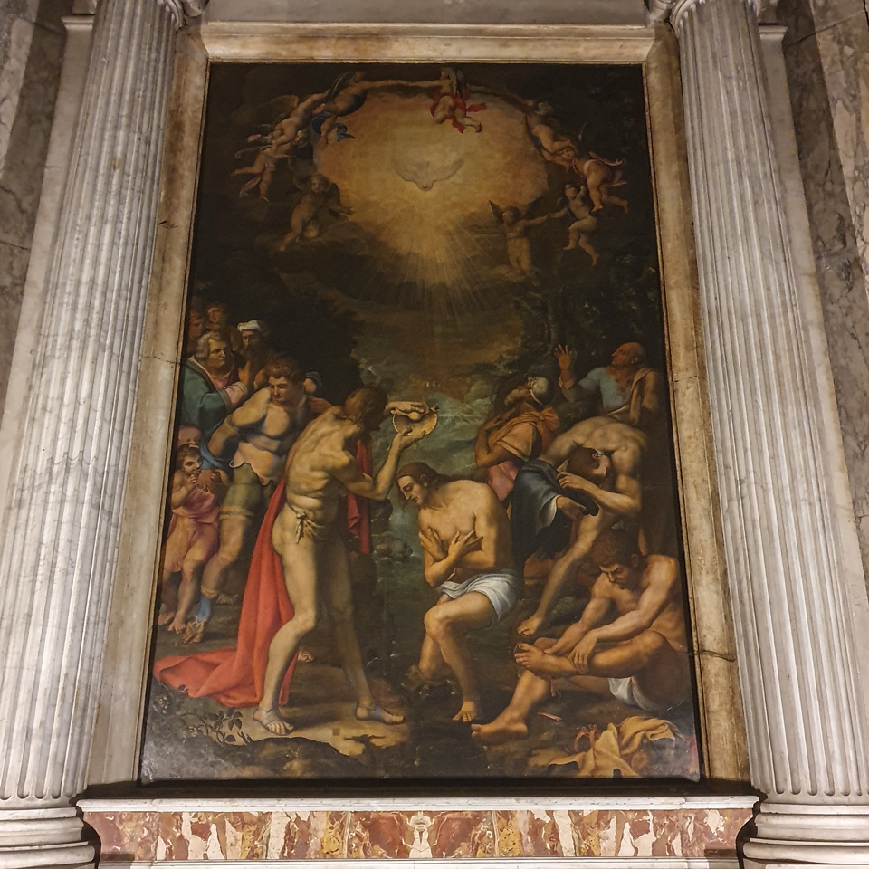 Taufe Christi von Giulio Mazzoni in der Ricci-Kapelle von San Pietro in Montorio