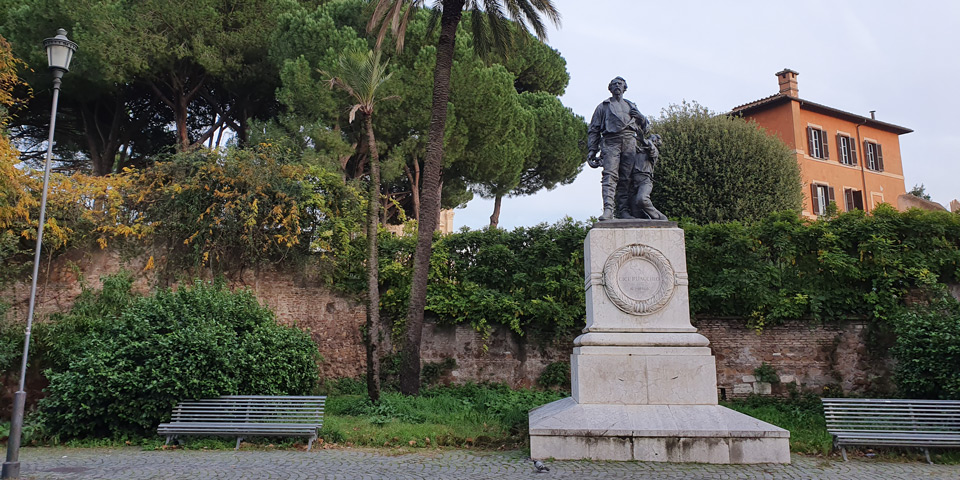 Ciceruacchio-Denkmal für Angelo Brunetti und seinen Sohn an der Promenade auf dem Gianicolo